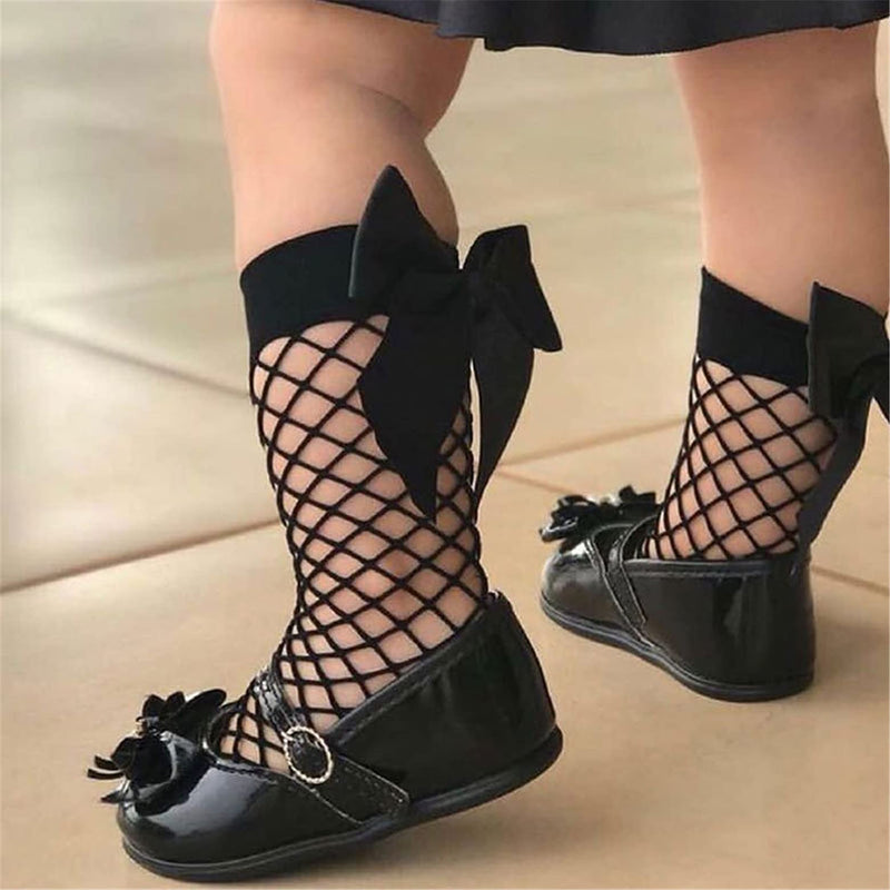 [Australia] - AYIYO Toddler Kids Girls Fishnet Stockings Mesh Fancy Sock Glitter Tights Summer Dress Socks 2 Pairs Black+white 1-5T 