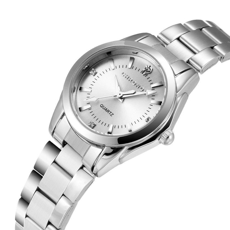 [Australia] - CHRONOS Women Quartz Wrist Watches Lady Girls Waterproof Stainless Steel Analog Watch Silver 