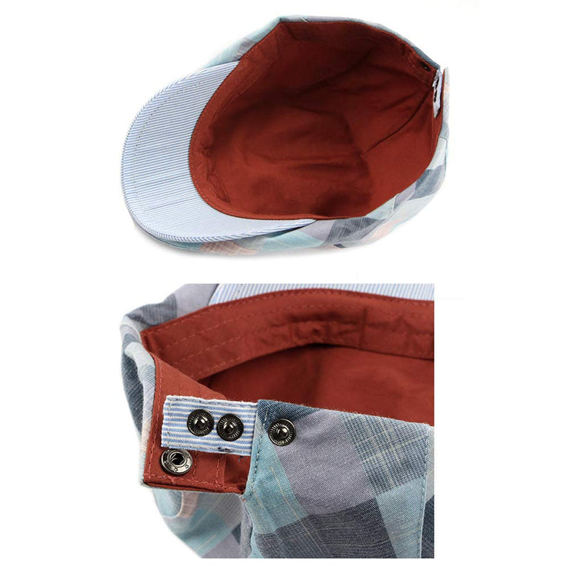 [Australia] - Gudessly Mens Adjustable Colorful Striped Plaid Ivy Newsboy Cabbie Gatsby Golf Beret Flat Cotton Hat Thin Cap 826pink 