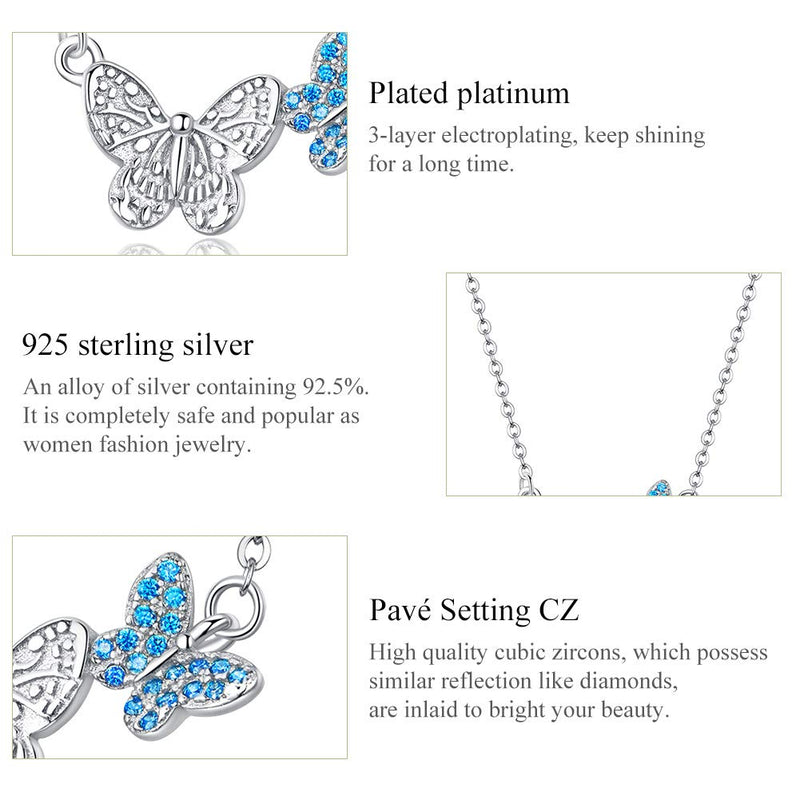 [Australia] - Presentski 925 Sterling Silver Butterfly Necklace Earrings Ring Set for Women Teen Girls, Dainty Butterfly Jewelry Gifts for Birthday Anniversary 