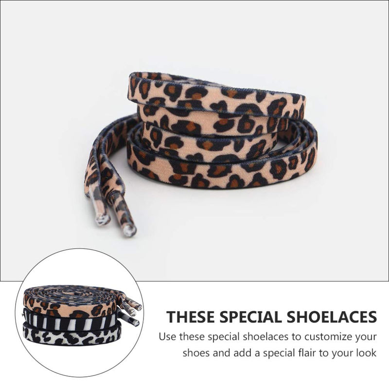 [Australia] - KESYOO 3 Pairs Animal Print Shoelaces Zebra Cow Leopard Shoe Tie Polyester Flat Shoelaces for Casual Canvas Sports Shoes 