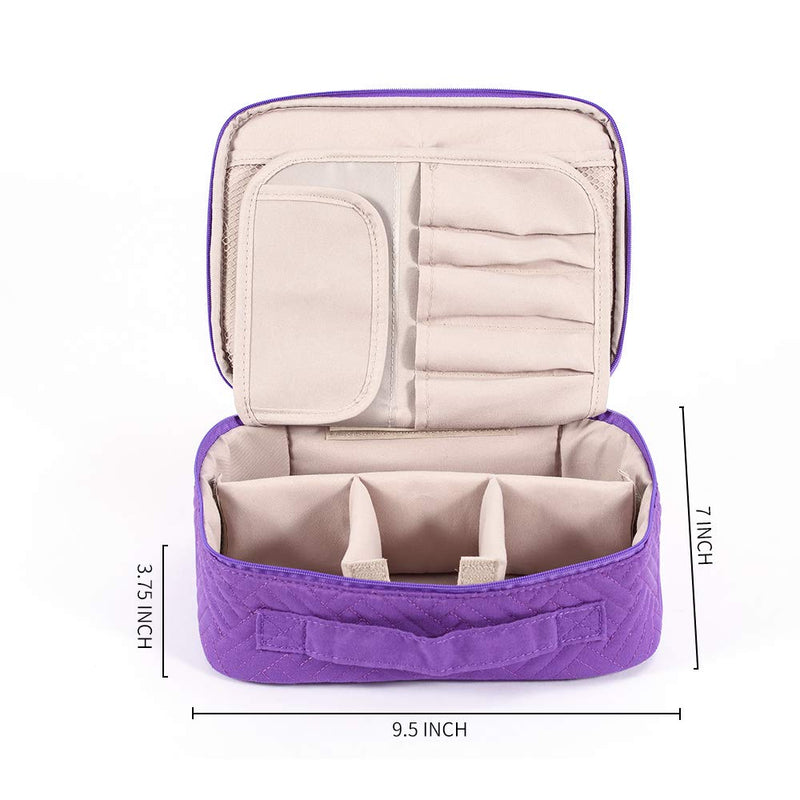 [Australia] - Travel Makeup Bag, WEIBIN Portable Cosmetic Bag Makeup Case Organizer with Handle for Women and Girls – Purple 