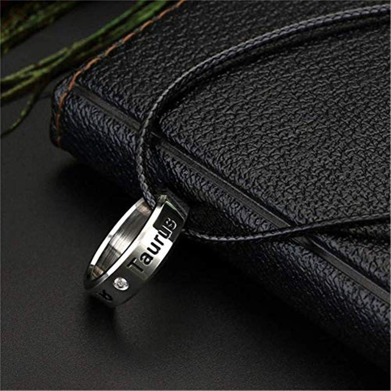 [Australia] - Zodiac Constellation Necklace Pendant for Women Men Stainless Steel Lucky 12 Constellations Ring Leather Necklace Girls Guard Birthday Jewelry I:Virgo(8/23 - 9/22) 
