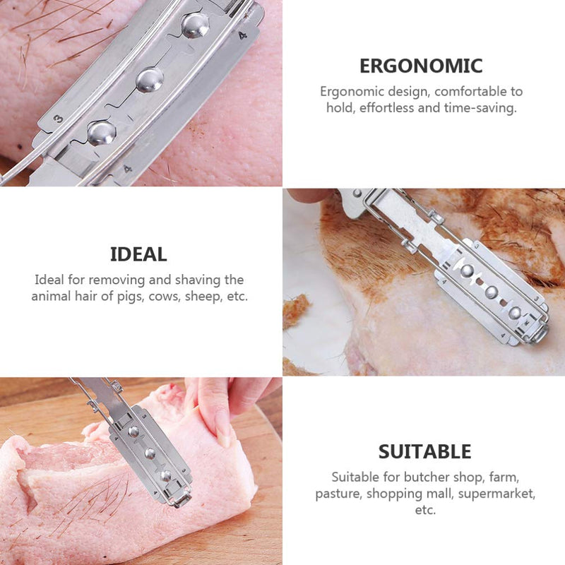 [Australia] - Hemoton Pig Hair Scraper Stainless Steel Animal Hair Shaving Tool Tweezers Kitchen Gadget Tool for Home Restaurant Chef Without Blade 
