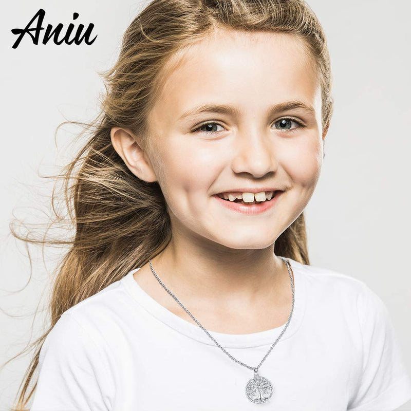 [Australia] - Aniu Silver Necklace for Women Girls, Family Tree of Life Sterling Silver Pendant with Fine Jewelry Gift Box, 18 Inches Chain for Wife Mom Grandma Girlfriend 