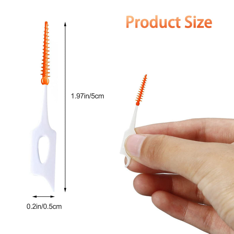 [Australia] - Dental Picks,40pcs Tooth Floss Picks Interdental Brush Flosser Sticks in Orange,Suitable for Daily Cleaning and Protecting Teeth,with Storage Case for Brush Tool 