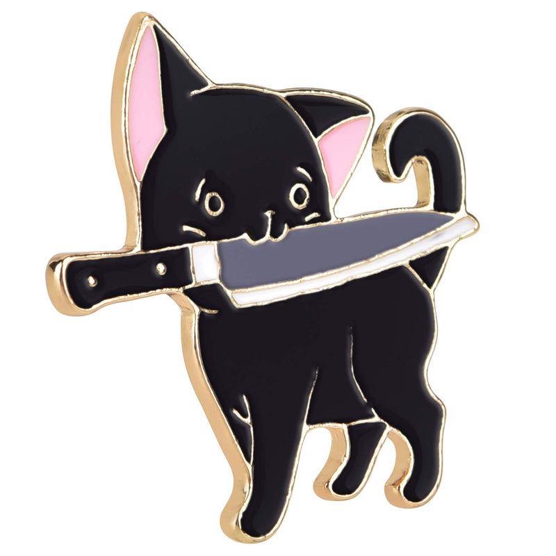 [Australia] - Avamie Ninja Cat with Knife Enamel Lapel Pin 