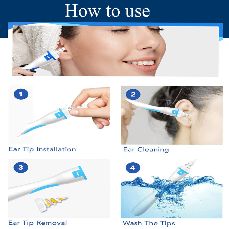 [Australia] - POWE Ear Wax Remover, Q Grips Earwax Remover Toddler Ear Wax Removal Tool Spiral Ear Cleaner with 16 Pcs Soft Replacement Heads Suitable for Women & Men 