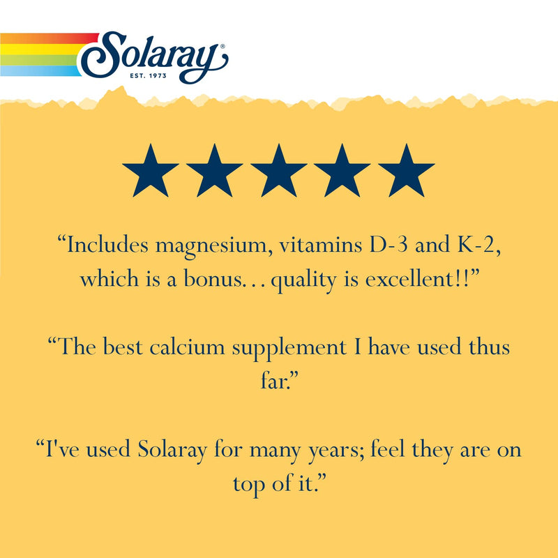 [Australia] - Solaray Calcium & Magnesium Citrate 2:1 w/Vitamin D3 & K2, Healthy Bone, Muscle & Nerve Support, 30 Serv, 180 Capsules 