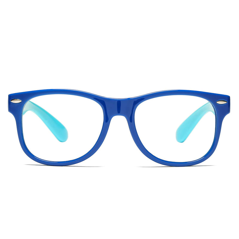 [Australia] - Pro Acme TPEE Rubber Flexible Kids Nerd Glasses Clear Lens Geek Fake for Costume (Age 3-10) B1 Baby Blue - Anti Blue Light Lens 47 Millimeters 