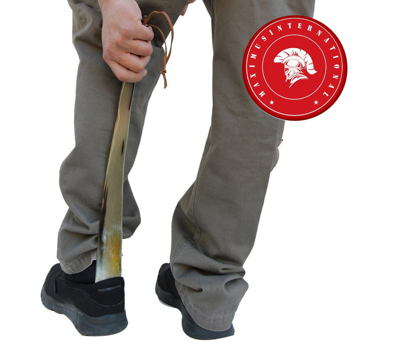 [Australia] - Shoe Horn Made with Real Horn Handmade. Easy Grip Long handle Shoehorn for Men,Women Seniors, Pregnancy, Elderly, back pain, tall people and kids Shoes & Boots.Best Gift Idea Home or Travel Use.(17'') 17'' horn 
