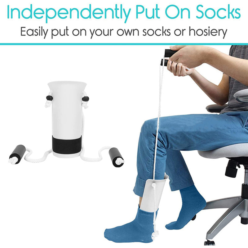 [Australia] - BHDK Sock Aid, Professional Sock Helper Pulling Assist Device, Practical Easy On and Off Stocking Slider with Non‑Slip Foam Handle for Elderly, Patients, Disabled, Pregnant, Diabetics 
