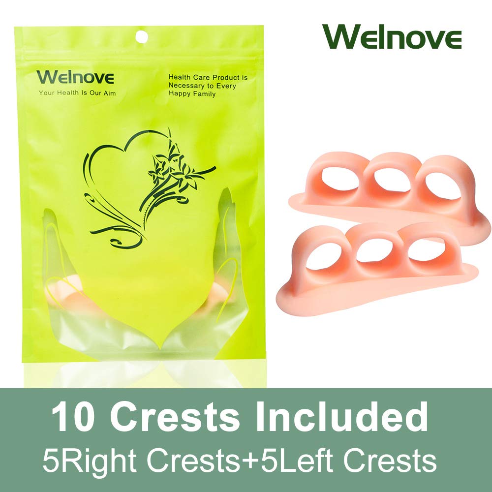 [Australia] - Welnove Hammer Toe Crests Pads 10 PCS Gel Toe Straightener Cushion Support (3 Loops Beige) Pain Relief for Hammer Toe, Overlapping Toes, Curled Toe 3 Toe Loop *10 