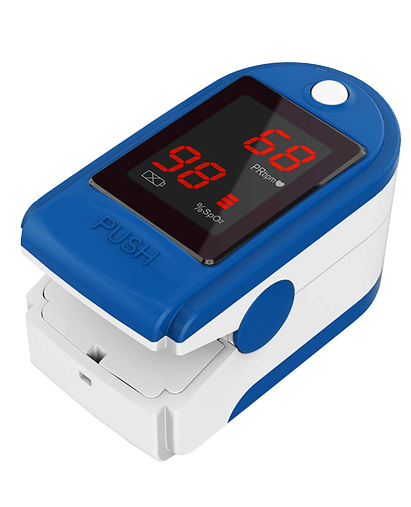 [Australia] - Concord Basics Blue Fingertip Pulse Oximeter Blood Oxygen Saturation Monitor with Carrying Case, Batteries, Silicone Cover and Lanyard 