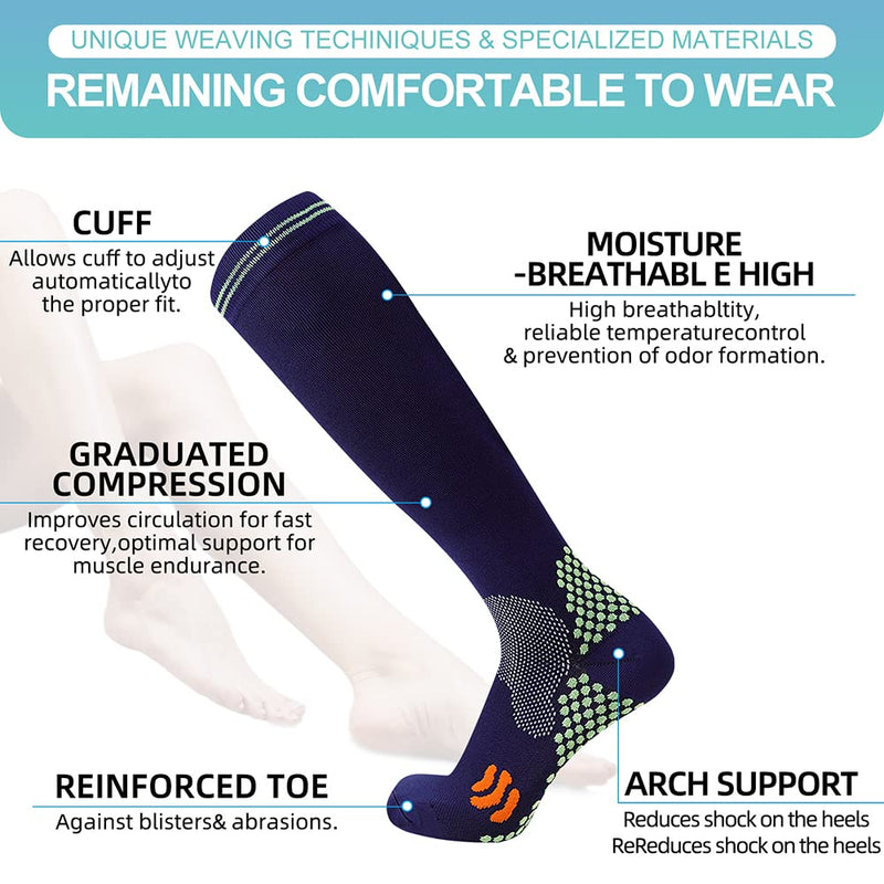 [Australia] - Compression Socks (2 Pair) for Men and Women 20-30 mmHg Compression Stockings Circulation for Cycling Running Support Socks S-M Black 