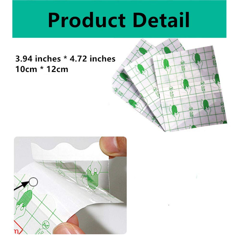 [Australia] - 50 Pcs Waterproof Transparent Adhesive, Wound Dressing Tape Fixer Plaster Stretch Fixation Tape Tattoo Aftercare Bandage （10cmX12cm） 