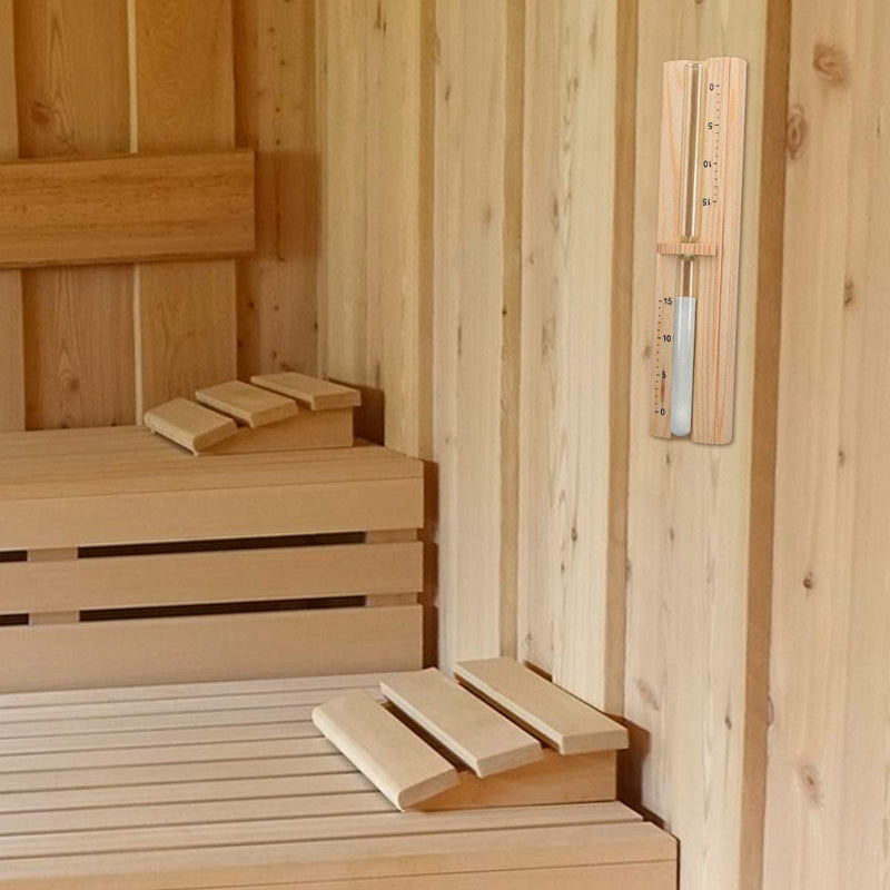 [Australia] - Navaris Sauna Hourglass Sand Timer - Classic Wall-Mounted Sand Hour Glass for Saunas - Pine Wood, Sand and Heat-Resistant Glass - 29.5 x 7.5 x 4 cm 