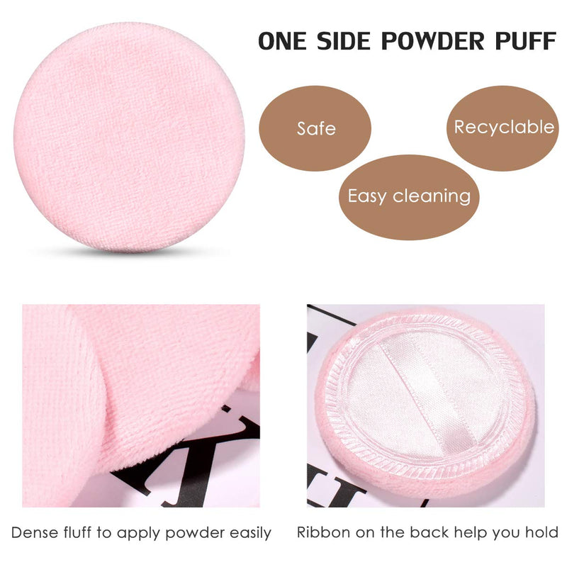 [Australia] - Frcolor 10pcs Powder Puff Pure Cotton Round Makeup Puff with Strap for Powder Foundation Loose Mineral Powder Body Powder (5.5 x 7mm Random Color) 