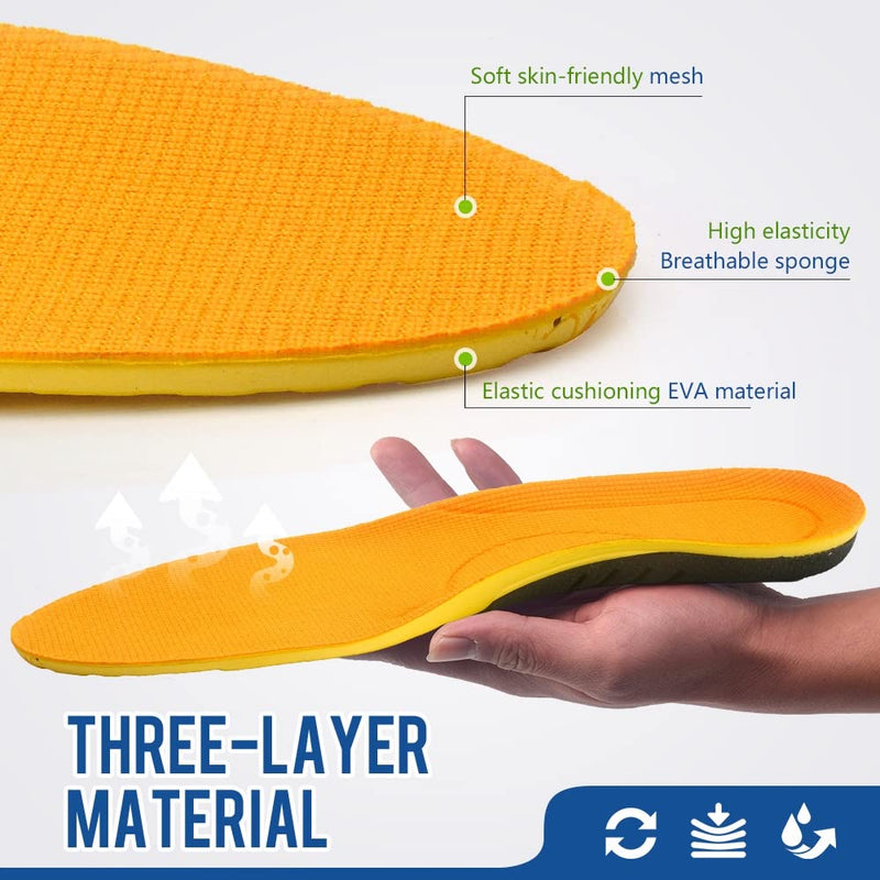 [Australia] - YURRUON 1 Pair Arch Support Insoles Shoe Insoles Inserts Cushioning Foot Pad Insert Flat Foot Shoe Insoles for Men and Women Men (UK Size 7 - 10) 