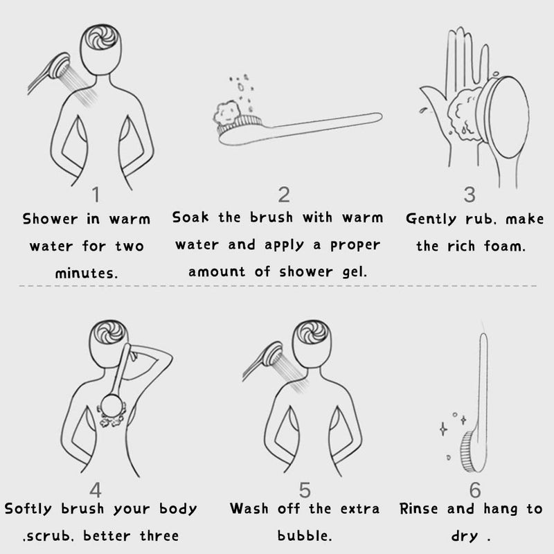 [Australia] - Ithyes Body Brush Dry Brushing Back Scrubber Shower Bath Brush Bamboo Wood Long Handle Natural Bristles exfoliating Massage Improve Blood Circulation Cellulite 