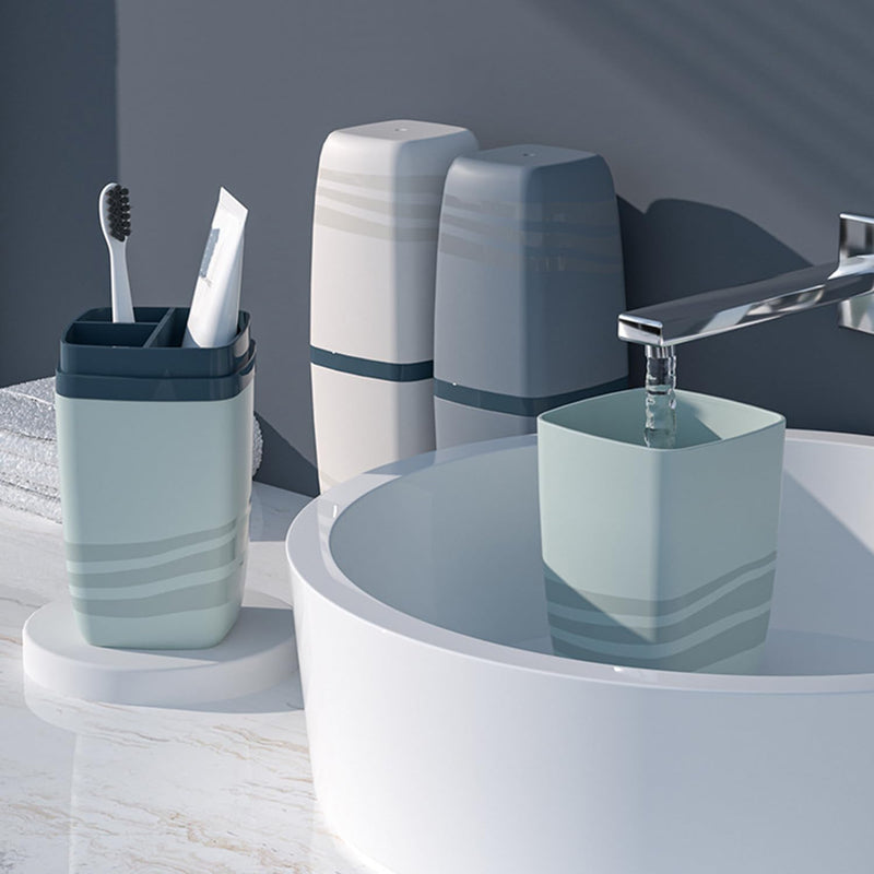 [Australia] - 2 Pcs Travel Toothbrush Case and Carrier, Plastic Portable Business Trips Wash Cup Holder Organizer for Trips and Daily Use (Grey+Grey green) Grey+grey Green 