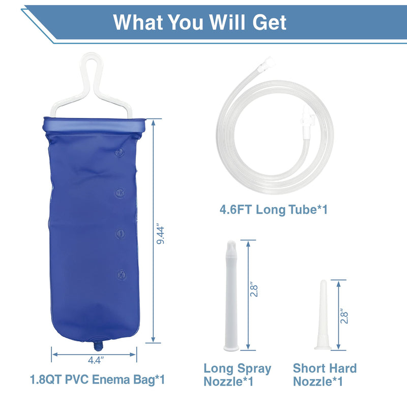 [Australia] - TopQuaFocus 1.8Quart Enema Bag Kit Home Coffee Enema Bag Kit for Colon Cleansing Portable Enema Bag for Colonic Cleanse 4.59 FT Hose 