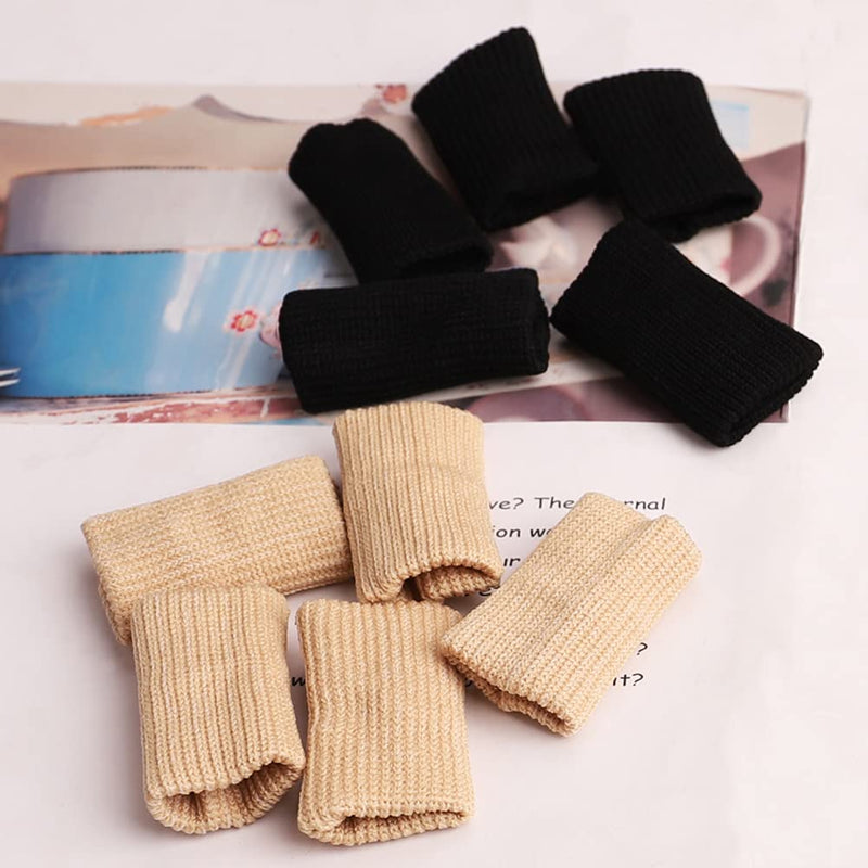 [Australia] - 20 PCS Finger Sleeves Protectors, Sport Finger Splints Thumb Brace Support Finger Brace Elastic Thumb Sleeves for Relieving Pain Arthritis Trigger Finger(Black+Skin tone) Black,skin tone 