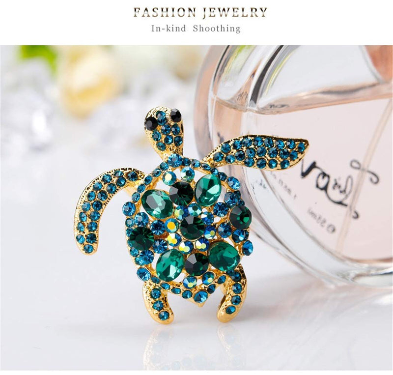[Australia] - AILUOR Vintage Turtle Brooch Pins, Fashion Women's Rhinestone Crystal Big Tortoise Pin Brooches Jewelry Gifts Blue-A 