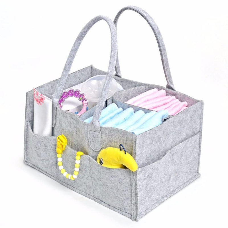 [Australia] - Diaper Caddy Organiser Portable Felt Diaper Nappy Toys Storage Bag Nursery Storage Bin Nappy Changing Organiser for Mom Newborn Kids 