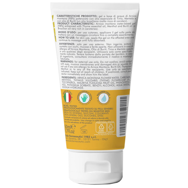 [Australia] - Arnica Gel for Bruising and Swelling 50ml Extra Strong 98%, Fast Action, Made in Italy for Massage of Muscles and Joints, Natural and Dermatologically Tested Formula - Dul�c 