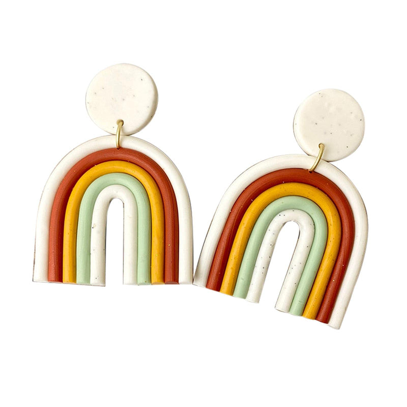 [Australia] - 4 Pairs Handmade Rainbow Ceramic Clay Dangle Earrings Set Bohemian Colorful Candy Macaron Color Drop Earrings for Women Girls Jewelry A 
