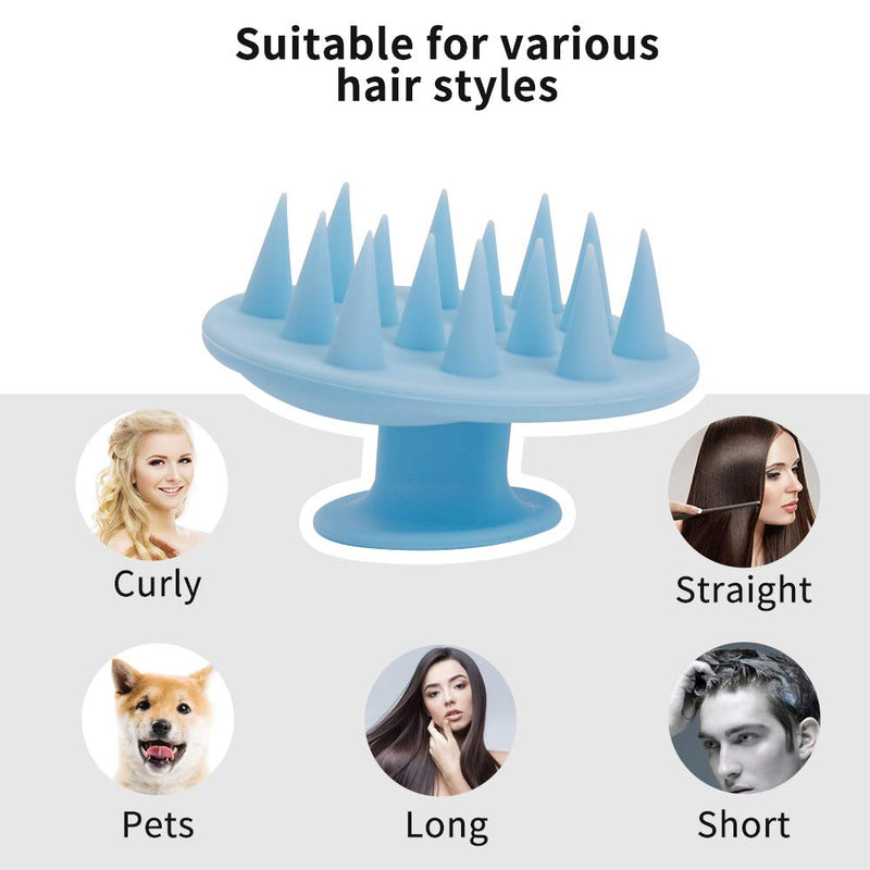 [Australia] - Ithyes Scalp Massager Hair Shampoo Brush with Soft Silicone Bristle, Dandruff Treatment, Head Scrubber Comfortable for All Hair Types of Curly Girls, Women, Men, Pets (Blue) Blue 