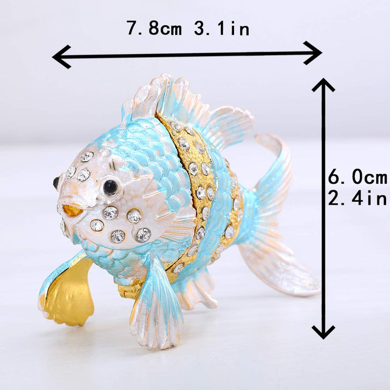 [Australia] - YU FENG Crystals Bejewelled Cute Goldfish Jewelry Trinket Box Hinged Collectible Animal Figurines Tiny Storage Box for Jewel,Treasures 