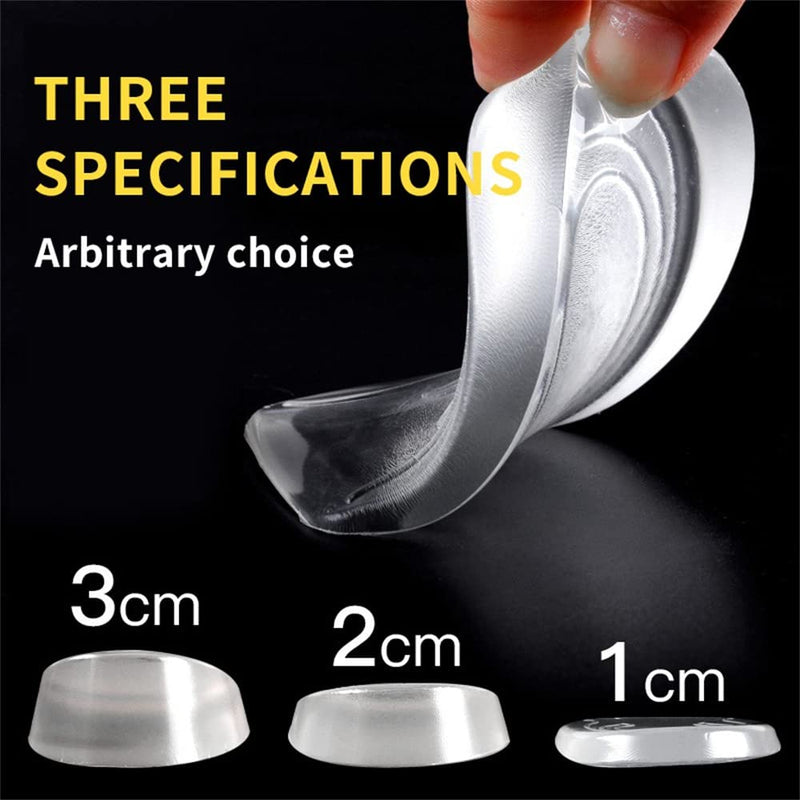 [Australia] - 1 Pair Silicone Gel Height Increase Insole Heel Lifting Inserts Half Plain Gel Heel Pads Elastic Cushion Arch Support Insert 2cm Men 