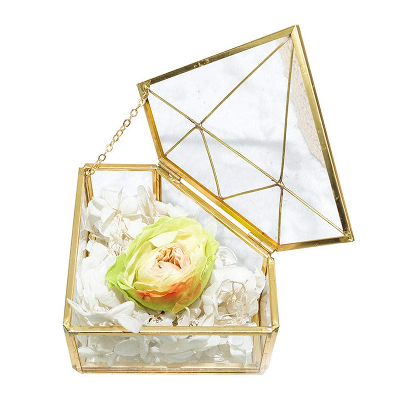 [Australia] - Handcrafted Clear Diamond Shape Glass Box With Hinged Lid Keepsake Jewelry Trinket … Copper 