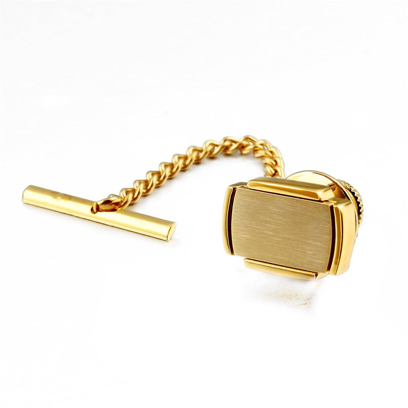 [Australia] - HAWSON Mens Premium Tie Tack Tie Clip for Men Gold and Black Color Square 