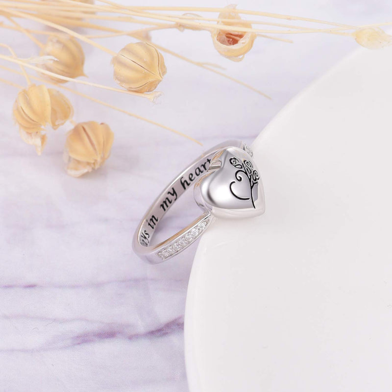[Australia] - JXJL Sterling Silver Memorial Jewelry Rose Flower/Wing/Paw Urn Ring Exquisite Loved One Ashes Keepsake Holder Cremation Funeral Gift Forever Always in My Heart rose 6# 