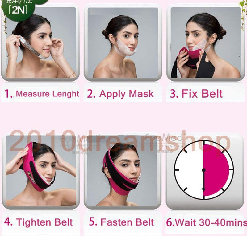 [Australia] - Face Firming Mask,7pcs Face Slimming Cheek Mask, Chin Lift up Anti Wrinkle Mask with Bandag Belt Help you Tightening Face Skin and Adding V Face Line 