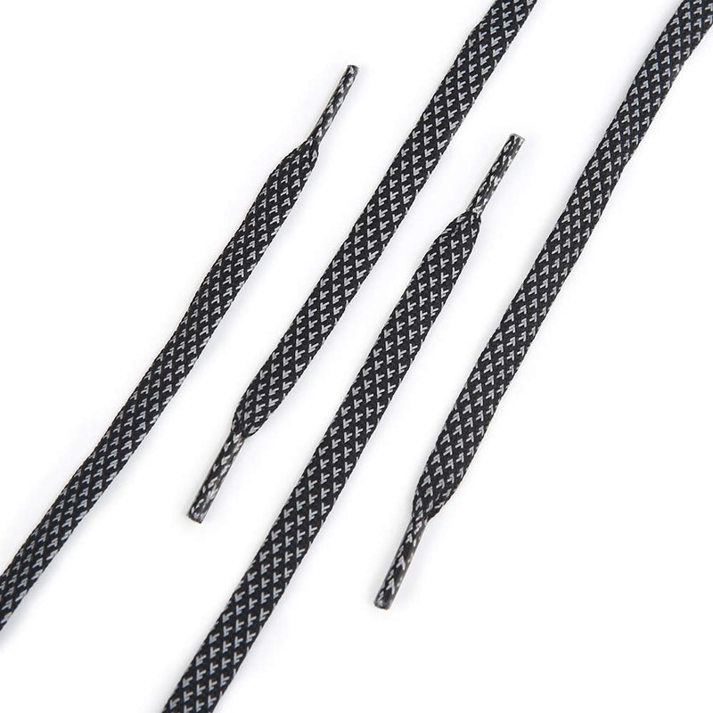 [Australia] - Xiazw Reflective Flat Shoe Laces for Sneakers，Boots，Running Shoes，Casual Shoes (2 Pair Pack) Black 35.4''(90cm) 