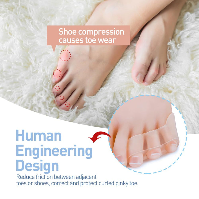 [Australia] - 8 Pack Gel Toe Corrector Pinky Toe Separator Pain Relief Toe Protector Relieve Bunion Foot Care Tools Three-Hole Little Toe Separator 
