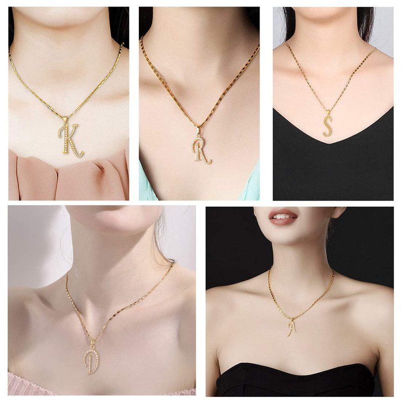 [Australia] - U7 Alphabet Initial Jewelry Women Girls Necklace with Letter A to Z Stainless Steel / 18K Gold Plated CZ Crystal or Statement Sideways Initials Choker Pendant Necklace, Gift Box Packed cz style,18k-gold-plated 
