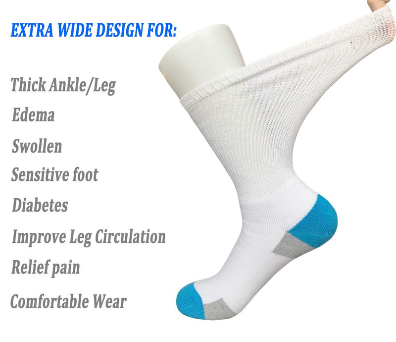 [Australia] - Diabetic Socks Non-Binding Crew Wide Top for Neuropathy Edema Swollen Thick Ankle Bariatric Lymphedema Slipper Sox 
