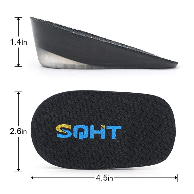 [Australia] - SQHT's Height Increase Insoles - Gel Shoe Heel Lift Inserts & Pads, Achilles Tendon Cushion Cups for Men and Women (Large (1.4" Height)) Black Large-1.4 Inch (Pack of 2) 