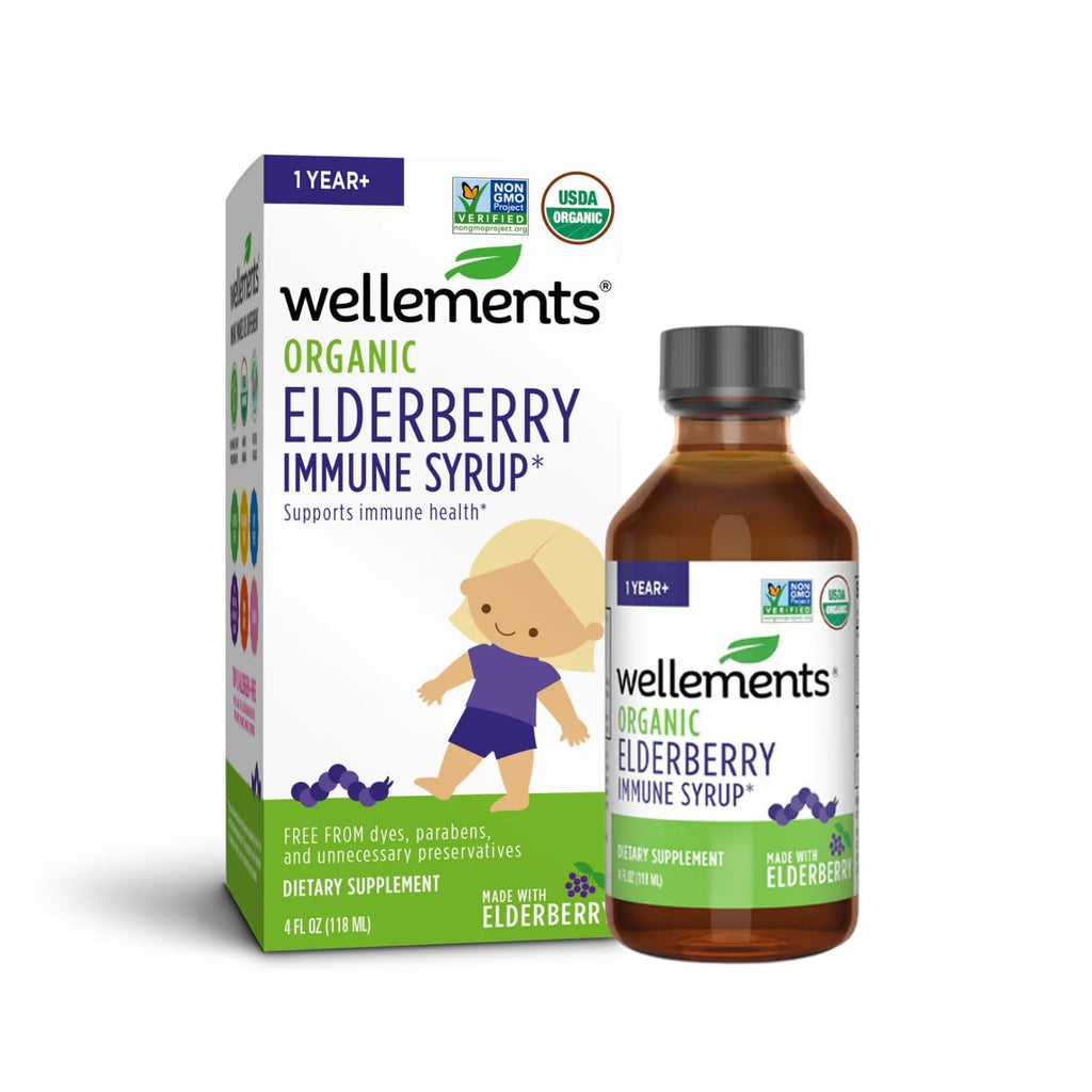 [Australia] - Wellements Organic Elderberry Syrup for Kids | Daily Immune Support for Babies & Toddlers, Made with Organic Elderberry, USDA Certified Organic & Non GMO | 1 Year +, 4 Fl Oz 