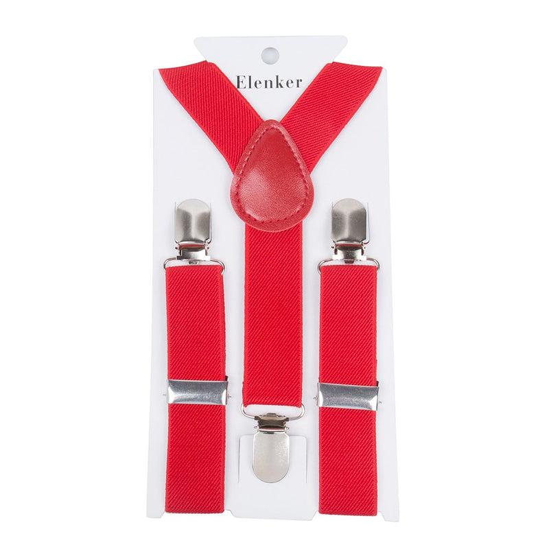 [Australia] - ELENKER Baby Boys Adjustable Elastic Solid Color Suspenders, 1" Wide 22 Inches (7 months-3yrs) Red 