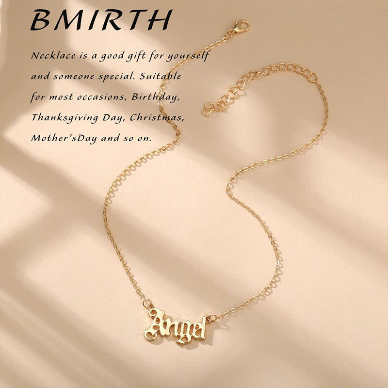 [Australia] - Bmirth Boho Angel Necklace Chain Gold Letter Pendant Neckalce Jewlery for Women and Girls 