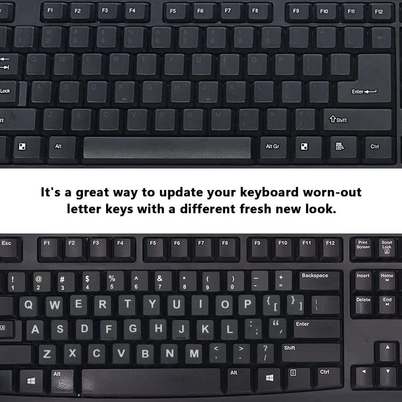 [Australia] - 2 PCS Universal English Keyboard Stickers for PC Computer Mac Laptop Desktop Keyboard, English Keyboard Replacement Stickers, White Font Black Background White font on black background 