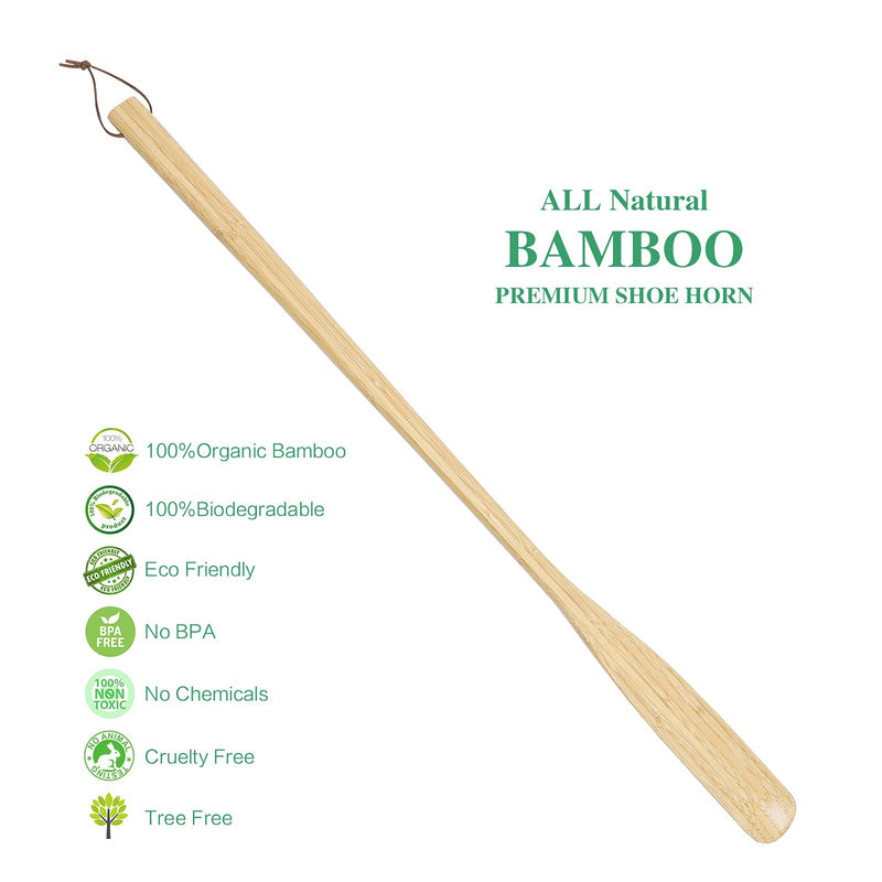 [Australia] - 21.6'' Long Handled Bamboo Wooden Shoe Horn,Wood Shoe Horn Long Handle for Seniors,Women and Men to Use While Standing,Professional Wooden ShoeHorn with Leather Strap for Hanging 