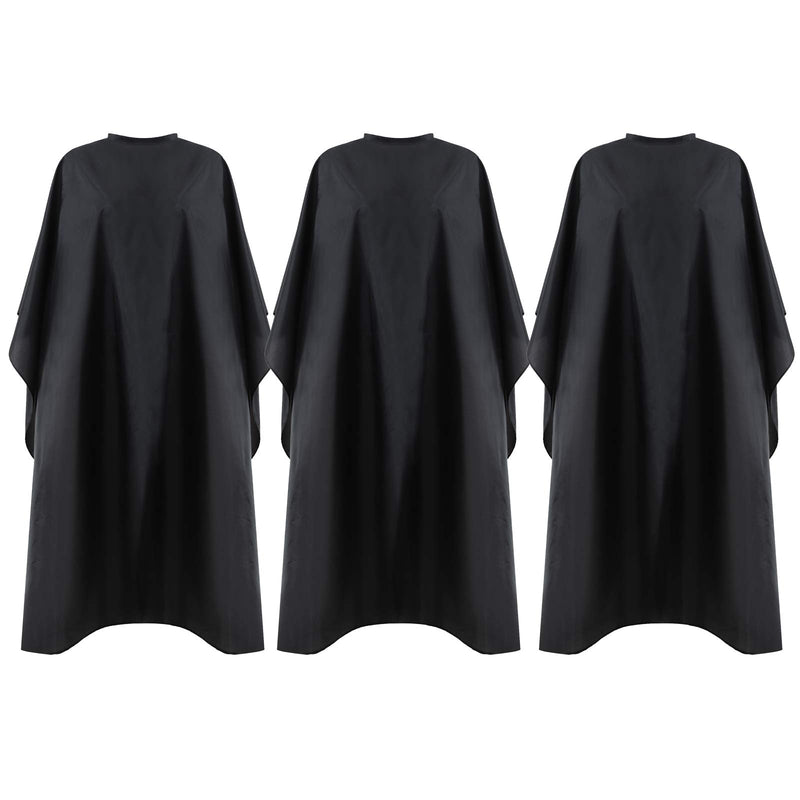 [Australia] - Black Waterproof Hair Salon Cape Professional Barber Cape with Metal Snap Closure Hair Cutting Cape for Adults Water Resistant Hairdressing Cape 59" x 47" (Pack of 3) Pack of 3 