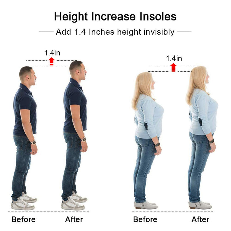 [Australia] - SQHT's Height Increase Insoles - Gel Shoe Heel Lift Inserts & Pads, Achilles Tendon Cushion Cups for Men and Women (Large (1.4" Height)) Black Large-1.4 Inch (Pack of 2) 